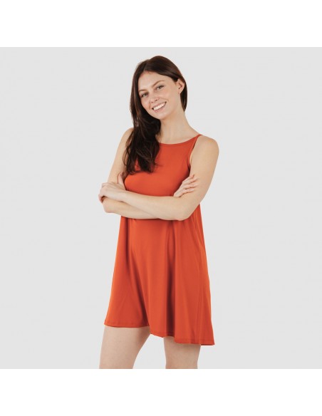 Vestido corto tirantes crepe liso