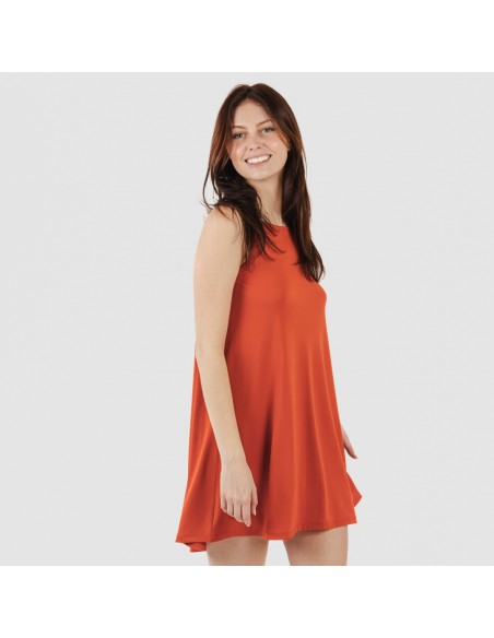 Vestido corto tirantes crepe liso