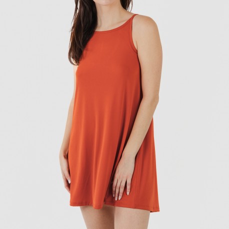 Vestido corto tirantes crepe liso