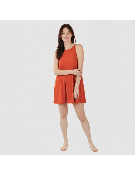 Vestido corto tirantes crepe liso