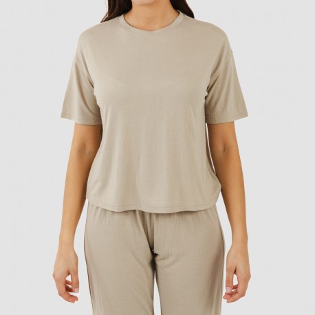 Pijama largo manga corta viscosa mujer liso