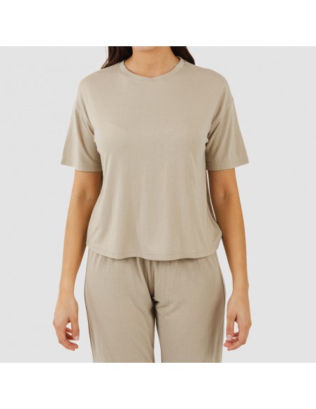 Pijama largo manga corta viscosa mujer liso