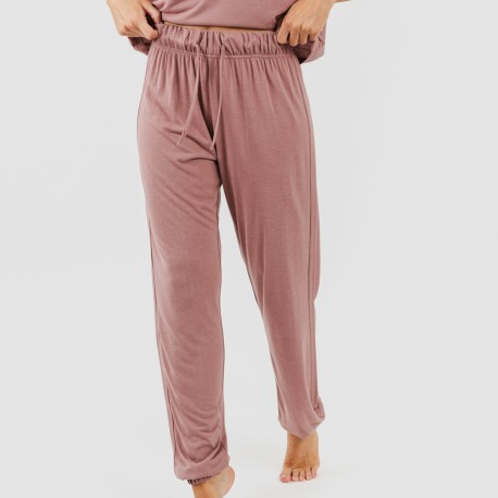 Pijama largo manga corta viscosa mujer liso