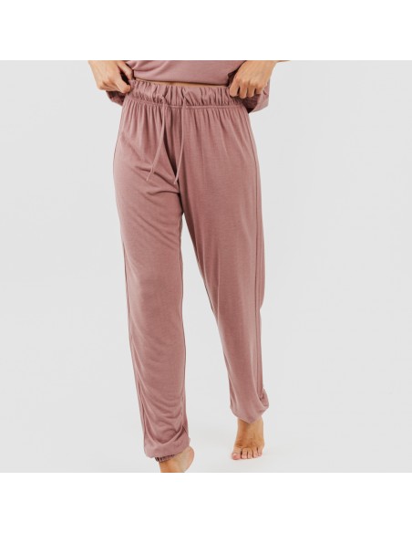 Pijama largo manga corta viscosa mujer liso