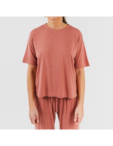 Pijama largo manga corta viscosa mujer liso