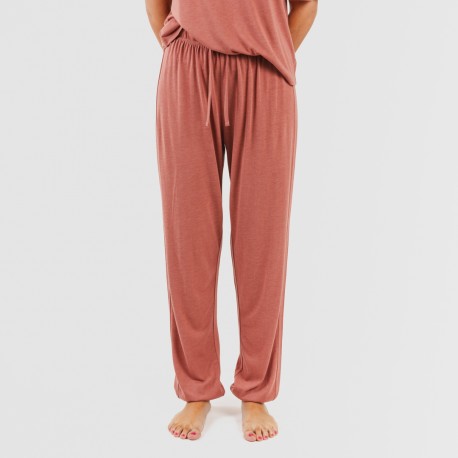 Pijama largo manga corta viscosa mujer liso