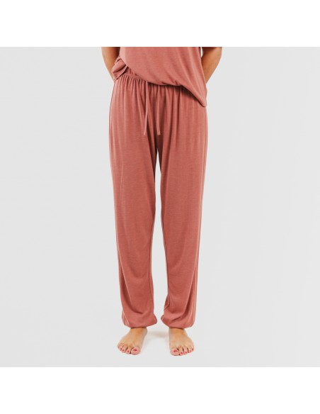 Pijama largo manga corta viscosa mujer liso