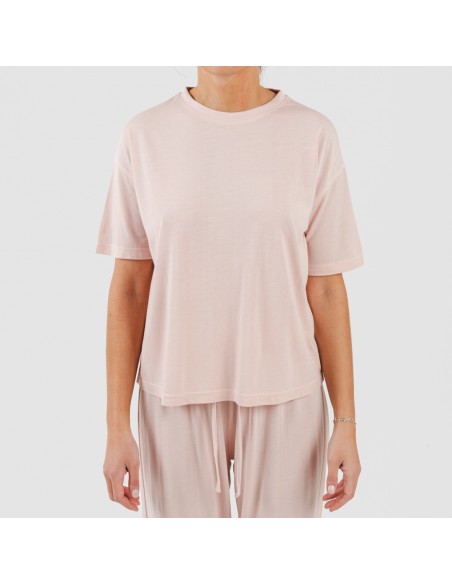 Pijama largo manga corta viscosa mujer liso