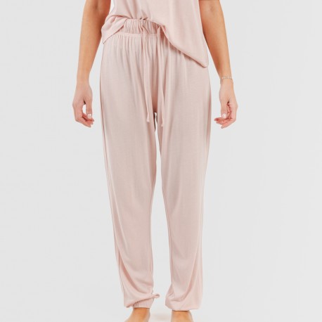 Pijama largo manga corta viscosa mujer liso