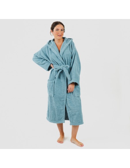 Albornoz capucha agua marina 450gr Unisex