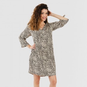Camisola viscosa Sole beige - negro