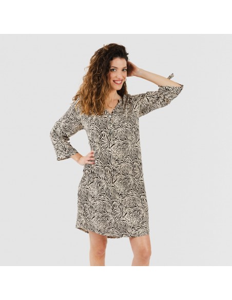 Camisola viscosa Sole beige - negro