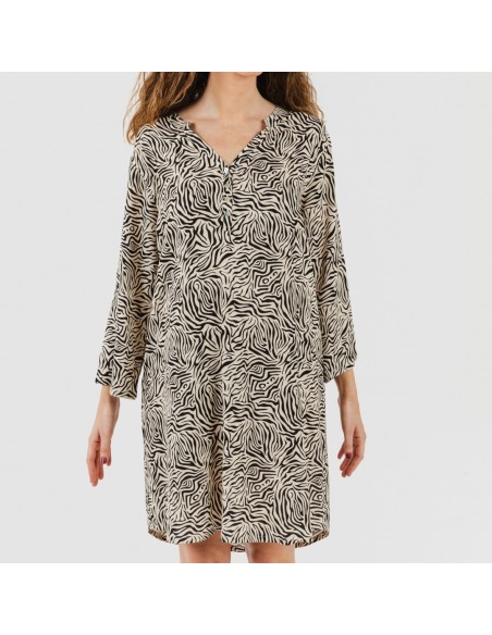 Camisola viscosa Sole beige - negro