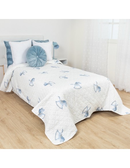 Colcha bouti Caballitos celeste