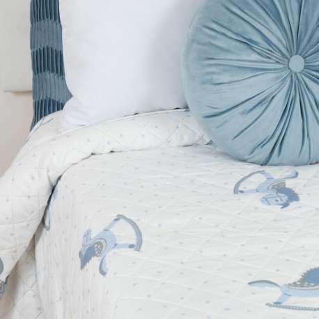 Colcha bouti Caballitos celeste