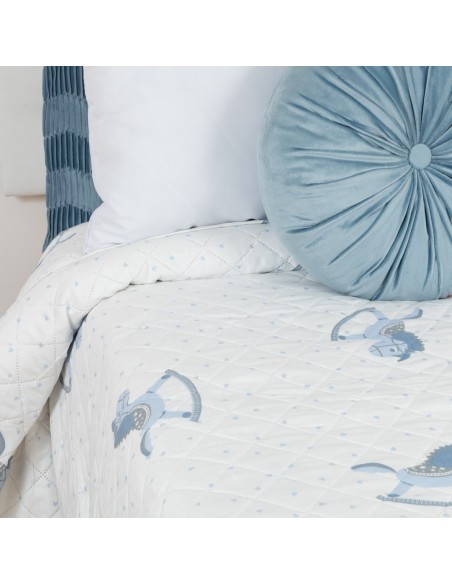 Colcha bouti Caballitos celeste