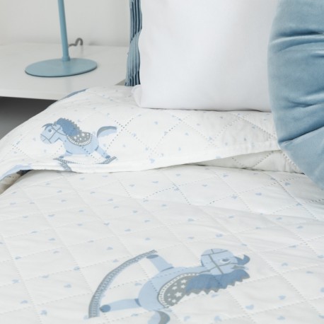 Colcha bouti Caballitos celeste