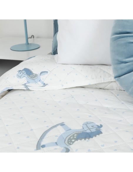 Colcha bouti Caballitos celeste