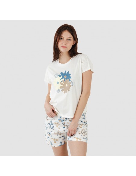 Pijama corto manga fluida algodón mujer Arauz indigo