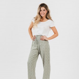 Pantalón viscosa Valeria verde caceria 2