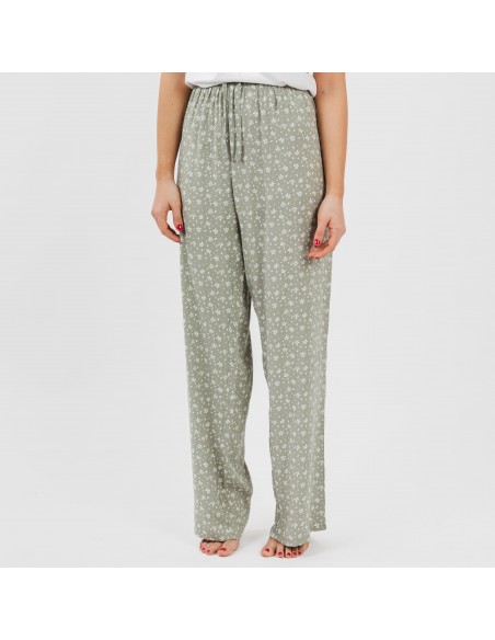 Pantalón viscosa Valeria verde caceria