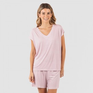 Pijama corto manga fluida viscosa mujer Melanie malva