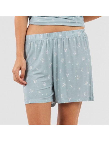 Pijama corto manga fluida viscosa mujer Adriane verde agua