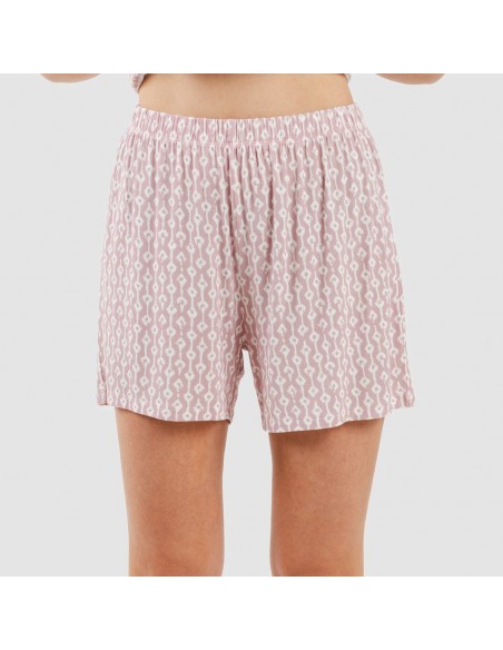 Pijama corto manga fluida viscosa mujer Ellene rosa palo