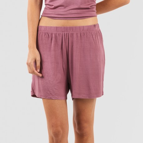Pijama corto manga fluida viscosa mujer liso