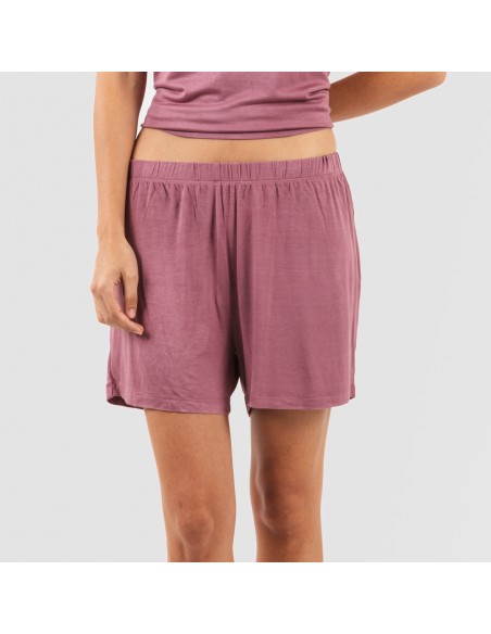 Pijama corto manga fluida viscosa mujer liso