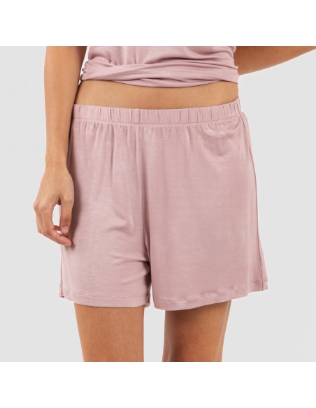 Pijama corto manga fluida viscosa mujer liso