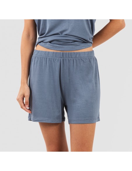Pijama corto manga fluida viscosa mujer liso