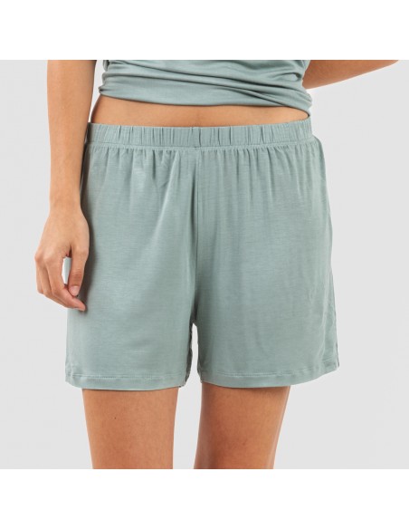 Pijama corto manga fluida viscosa mujer liso
