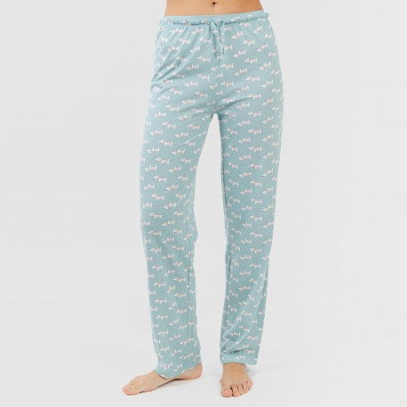 Pijama largo algodón Ponder verde azulado