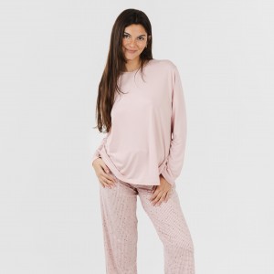 Pijama largo mujer soft Maya rosa palo