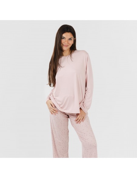 Pijama largo mujer soft Maya rosa palo