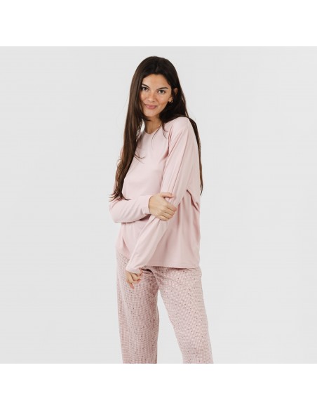Pijama largo mujer soft Maya rosa palo
