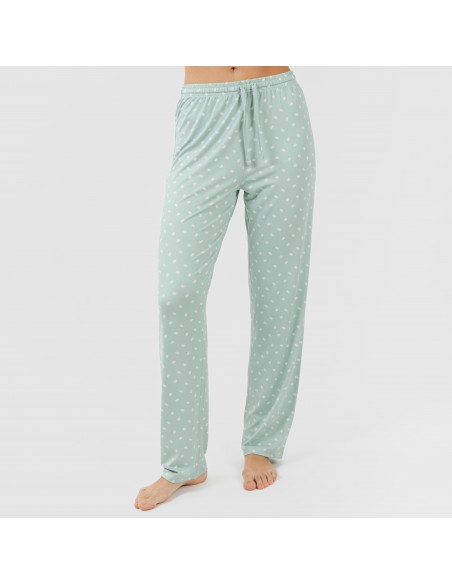 Pijama largo mujer soft Natalie verde tiffany