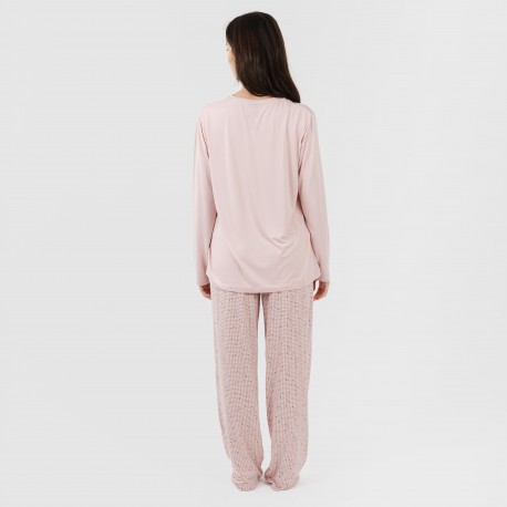 Pijama largo mujer soft Maya rosa palo