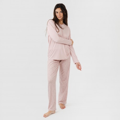Pijama largo mujer soft Maya rosa palo