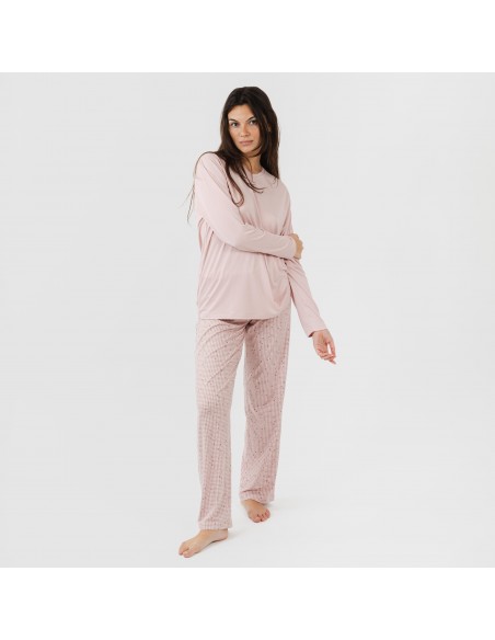 Pijama largo mujer soft Maya rosa palo