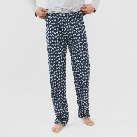 Pijama largo algodón hombre Octopus gris