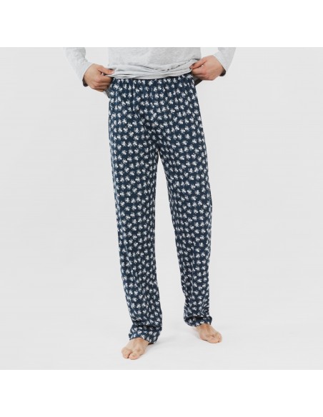 Pijama largo algodón hombre Octopus gris