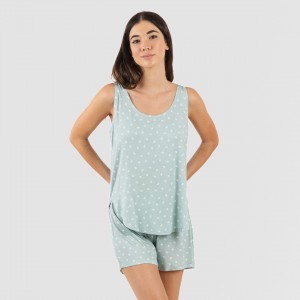 Pijama tirantes mujer viscosa Natalie verde tiffany 2