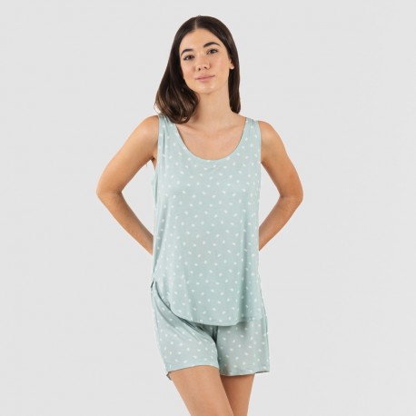 Pijama tirantes mujer viscosa Natalie verde tiffany