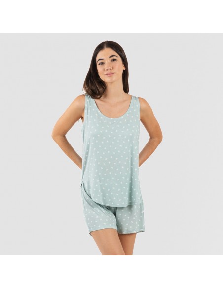 Pijama tirantes mujer viscosa Natalie verde tiffany