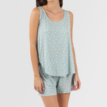 Pijama tirantes mujer viscosa Natalie verde tiffany