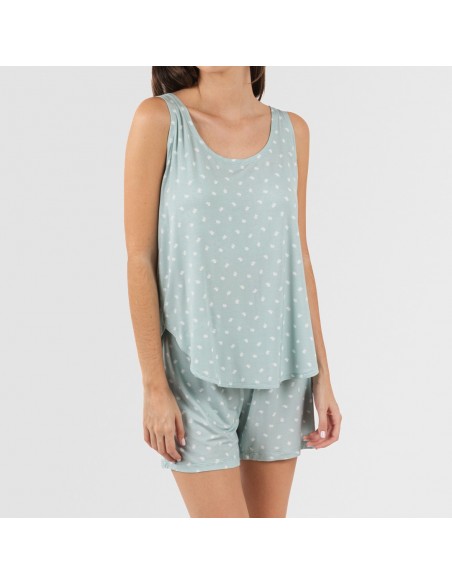 Pijama tirantes mujer viscosa Natalie verde tiffany