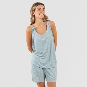 Pijama tirantes mujer viscosa Adriane verde agua 2