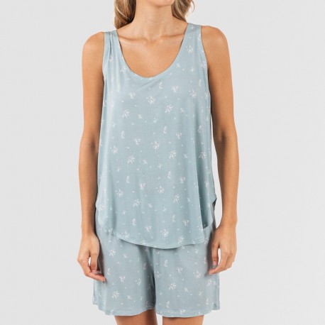 Pijama tirantes mujer viscosa Adriane verde agua